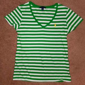 Ralph Lauren Green/White Stripe Shirt, M